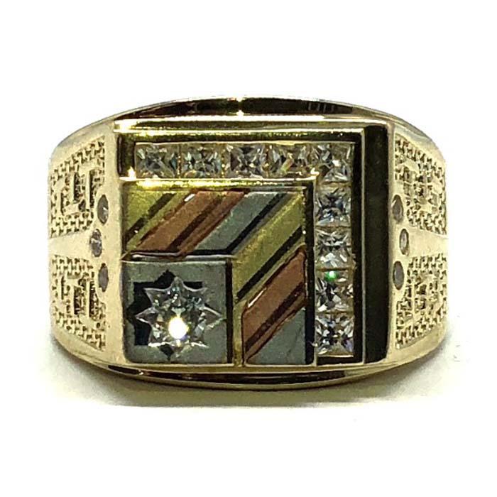 Three Tone Cubic Zirconia Men's Ring