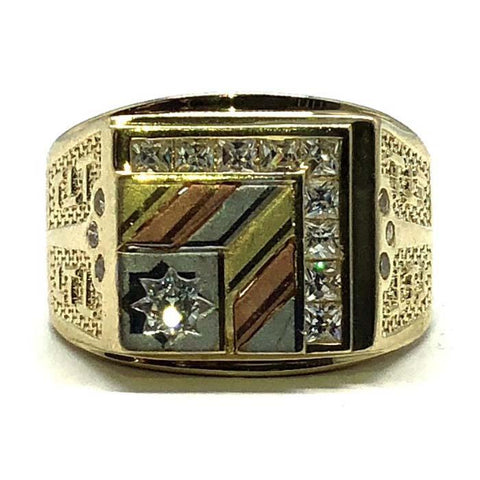 Three Tone Cubic Zirconia Men's Ring
