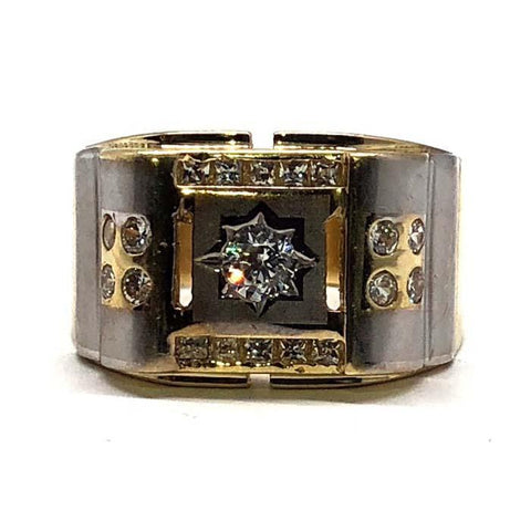 Bague pour homme en or jaune et blanc 10K deux tons CZ MRG-189