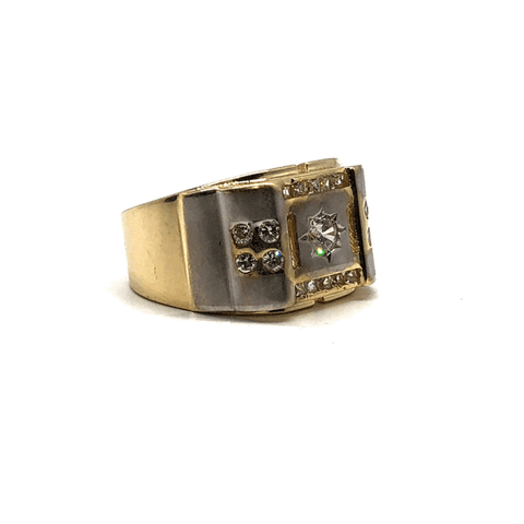 10K Yellow & White Gold Men CZ Ring MRG-189 - WORLDSTARBLING