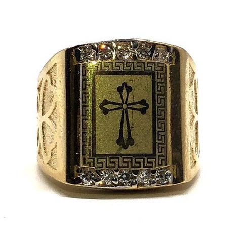 Bague croisée pour homme en or jaune et blanc 10K MRG-191