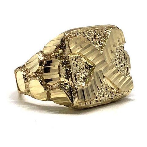 Bague en or jaune 10K à diamant coupé X pour homme MRG-192