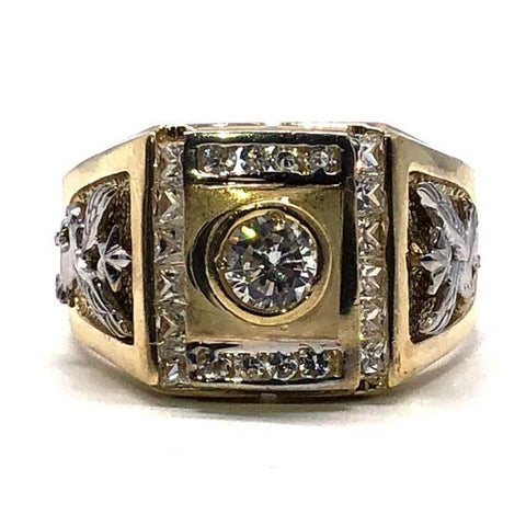 Bague CZ aigle jaune et blanc 10K MRG-193