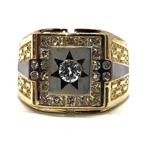 Bague CZ or jaune et blanc en or 10K MRG-195