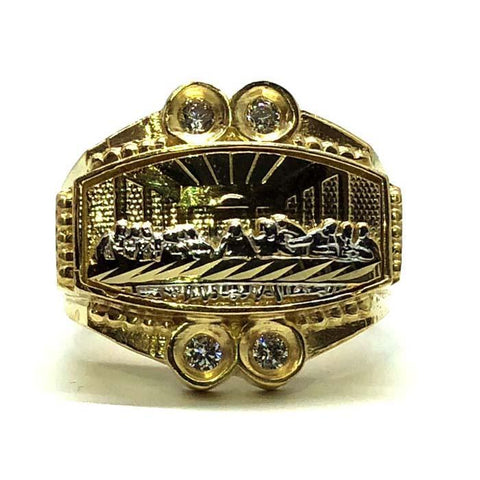 10K Yellow & White Gold The Last Supper Cubic Zirconia Ring