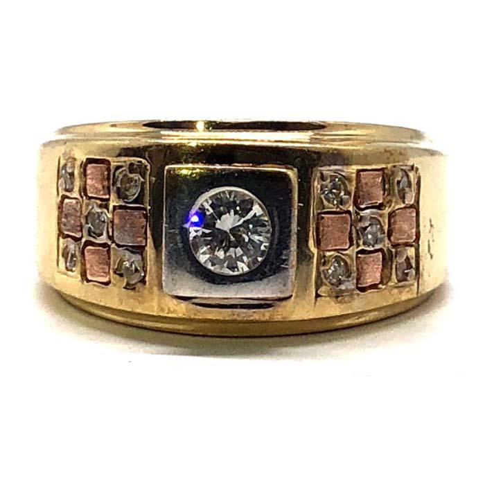 Bague CZ 4 en or jaune et blanc 10K deux tons MRG-197