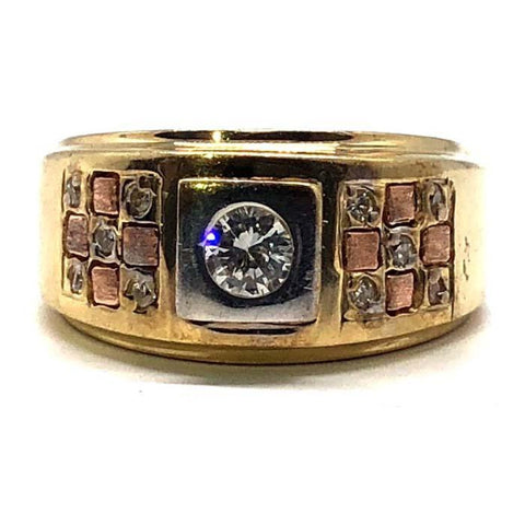 Bague CZ 4 en or jaune et blanc 10K deux tons MRG-197