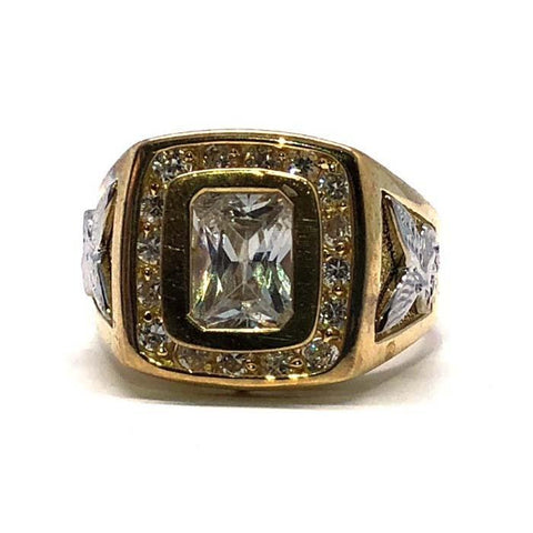 Bague CZ aigle jaune et blanc 10K MRG-201