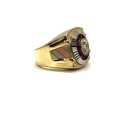 10K Yellow Gold CZ Ring Circle Ring MRG-202 - WORLDSTARBLING