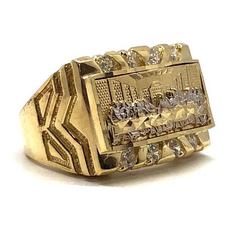 Or jaune et blanc 10K La dernière Cène 8Czs Ring MRG-203