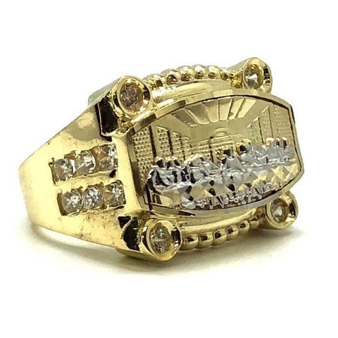Or Jaune et Blanc 10K La Dernière Cène W Cz Bague MRG-204