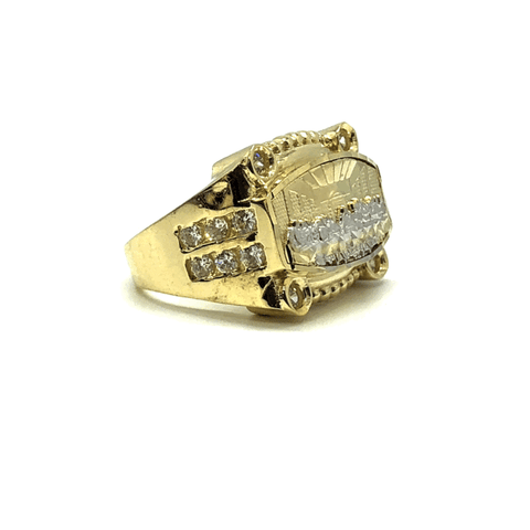 Yellow & White Gold 10K The Last Cone W Cz Ring MRG-204 - WORLDSTARBLING