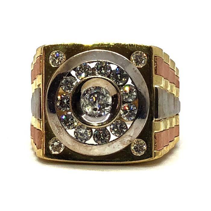 Bague cercle CZ blanc et jaune or 10K MRG-205