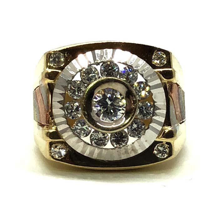 Bague en or jaune et blanc 10K 10K CZ Circle MRG-206