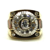 Bague en or jaune et blanc 10K 10K CZ Circle MRG-206