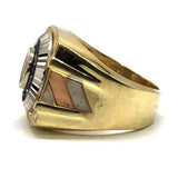 10K jaune et blanc or bleu CZ Circle Ring