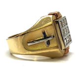 Yellow & White Gold Cross Ring