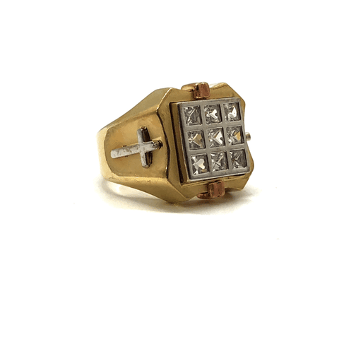 Gold Cross Ring with Diamond