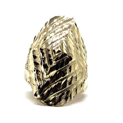 Bague à diamant ovale en or jaune 10K grande taille MRG-209