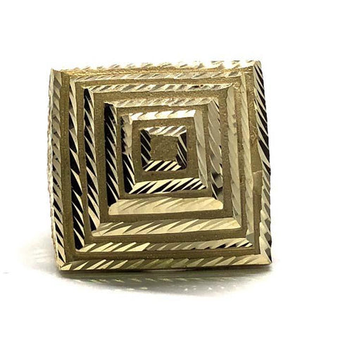 Bague en or jaune 10K à taille de diamant pyramide MRG-210