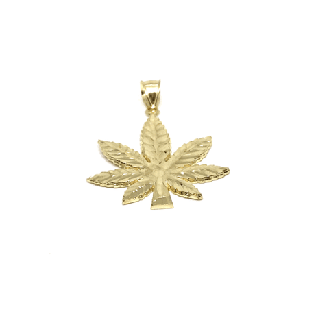 10K Yellow Gold Marijuanna Pendant MWG_001 - WORLDSTARBLING