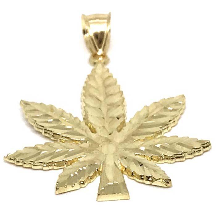 10K Yellow Gold Marijuanna Pendant MWG_001 - WORLDSTARBLING
