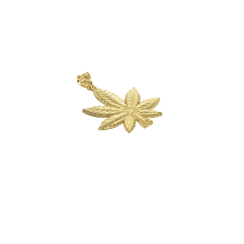 10K Yellow Gold Marijuanna Pendant MWG_002 - WORLDSTARBLING