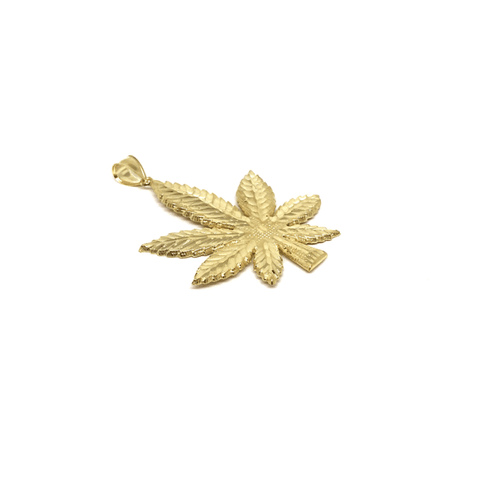 10K Yellow Gold Marijuanna Pendant MWG_003 - WORLDSTARBLING