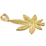 10K Yellow Gold Marijuanna Pendant MWG_004 - WORLDSTARBLING