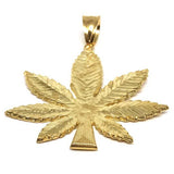 10K Yellow Gold Marijuanna Pendant MWG_004 - WORLDSTARBLING