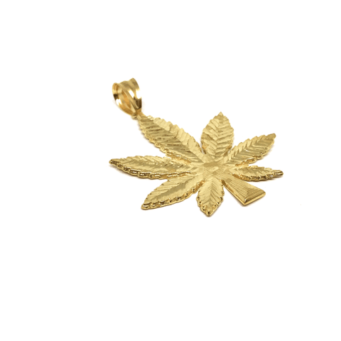 10K Yellow Gold Marijuanna Pendant MWG_004 - WORLDSTARBLING