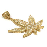 10K Yellow Gold Marijuanna Pendant MWG_005 - WORLDSTARBLING