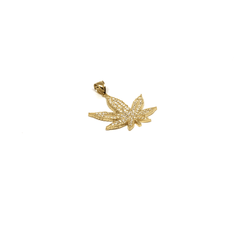 10K Yellow Gold Marijuanna Pendant MWG_005 - WORLDSTARBLING