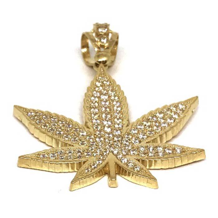 10K Yellow Gold Marijuanna Pendant MWG_006 - WORLDSTARBLING