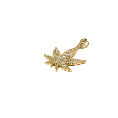 10K Yellow Gold Marijuanna Pendant MWG_006 - WORLDSTARBLING