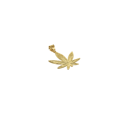 10K Yellow Gold Marijuanna Pendant MWG_007 - WORLDSTARBLING