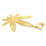 10K Yellow Gold Marijuanna Pendant MWG_009 - WORLDSTARBLING
