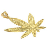 10K Yellow Gold Marijuanna Pendant MWG_010 - WORLDSTARBLING