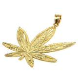 10K Yellow Gold Marijuanna Pendant MWG_010 - WORLDSTARBLING