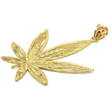 10K Yellow Gold Marijuanna Pendant MWG_010 - WORLDSTARBLING