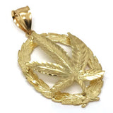 10K Yellow Gold Marijuanna Pendant MWG_015 - WORLDSTARBLING