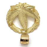 10K Yellow Gold Marijuanna Pendant MWG_015 - WORLDSTARBLING