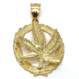 10K Yellow Gold Marijuanna Pendant MWG_015 - WORLDSTARBLING