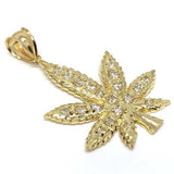 10K Yellow Gold Marijuanna Pendant MWG_016 - WORLDSTARBLING