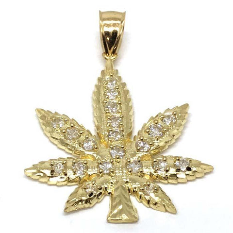 10K Yellow Gold Marijuanna Pendant MWG_016 - WORLDSTARBLING
