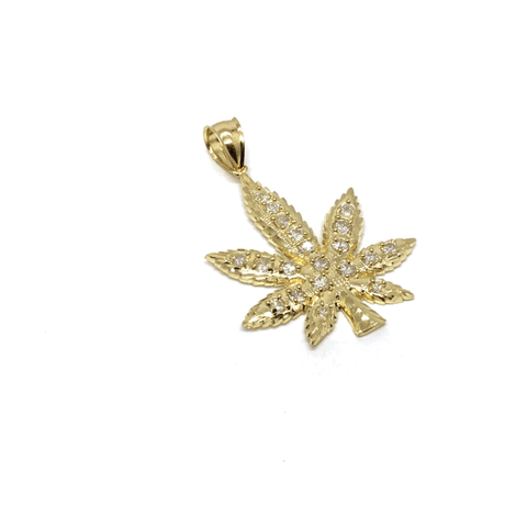 10K Yellow Gold Marijuanna Pendant MWG_016 - WORLDSTARBLING