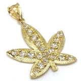 10K Yellow Gold Marijuanna Pendant MWG_017 - WORLDSTARBLING