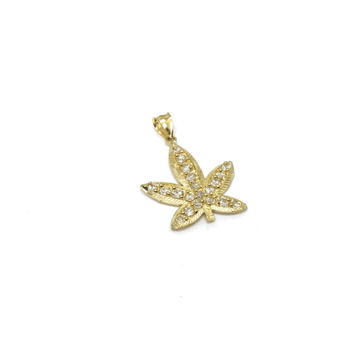 10K Yellow Gold Marijuanna Pendant MWG_017 - WORLDSTARBLING