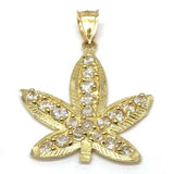 10K Yellow Gold Marijuanna Pendant MWG_017 - WORLDSTARBLING
