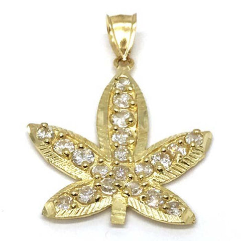 10K Yellow Gold Marijuanna Pendant MWG_017 - WORLDSTARBLING